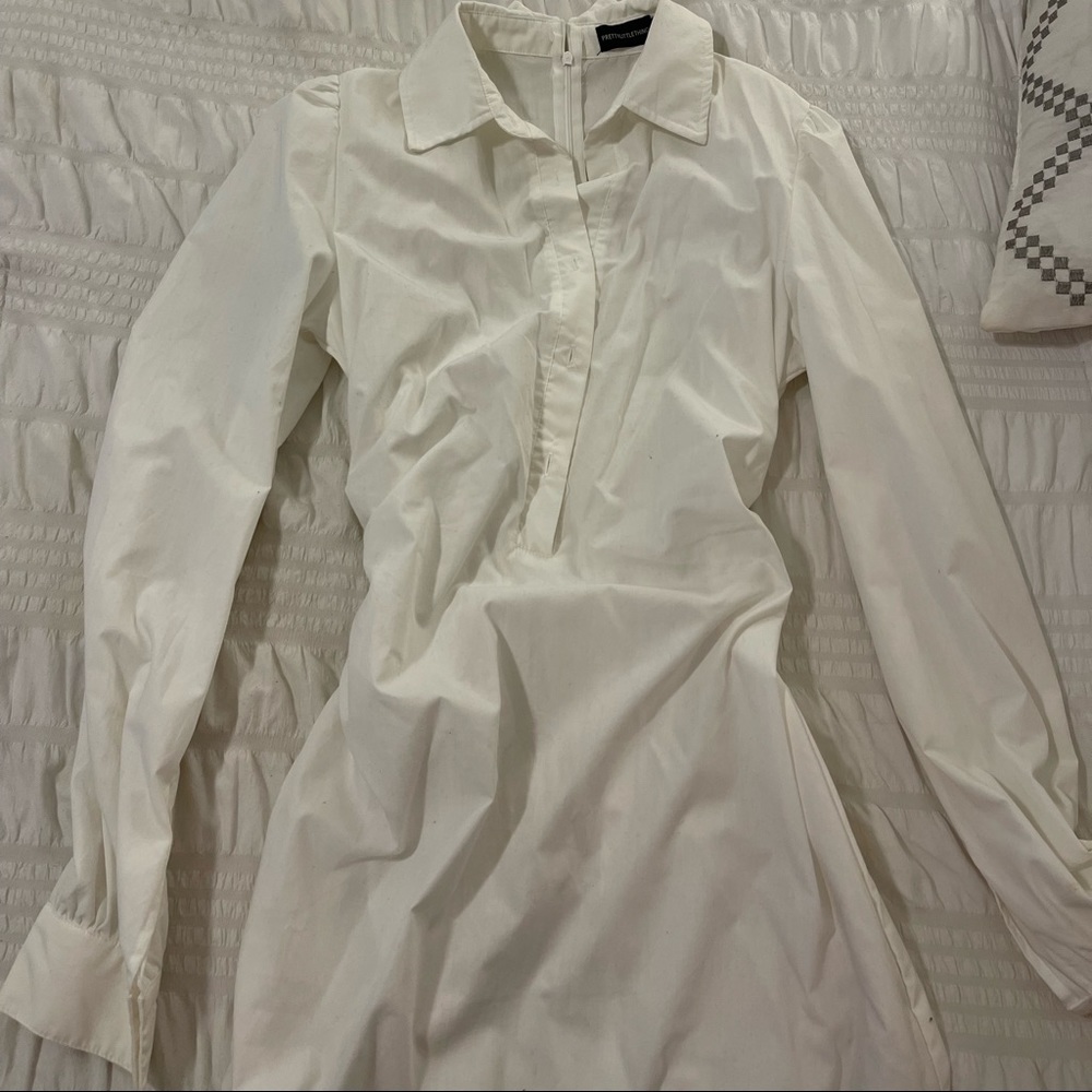 Pretty little thing white shirt dress size 6